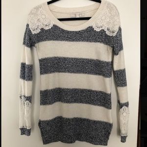 Lauren Conrad striped sweater with lace